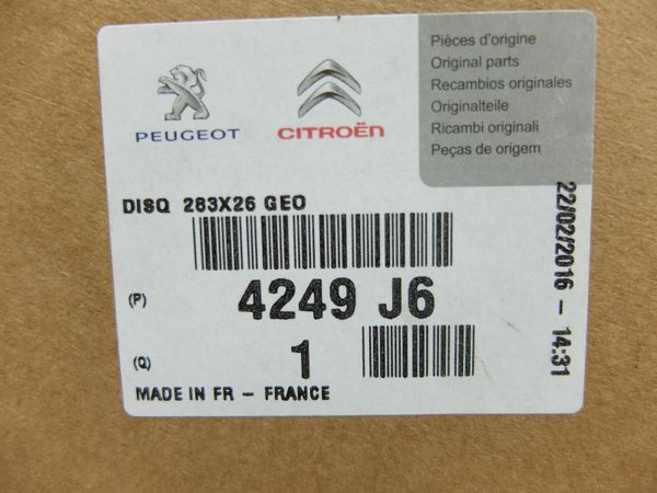 Disco De Freno Delantero Citroen Peugeot C4 Berlingo 207 308 283mm 4249J6