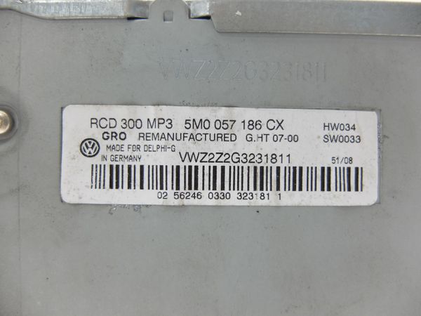 Radio Cd Mp3  RCD 300 VW Volksagen 5M0057186CX
