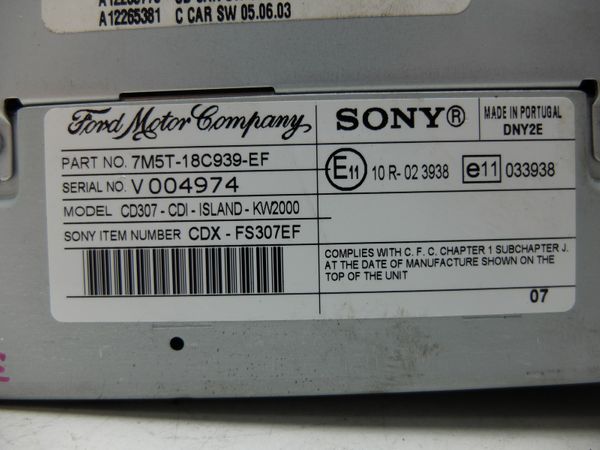 Radio Cd Mp3  Ford Focus 7M5T-18C939-EF CDX-FS307EF Sony