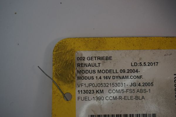 Caja De Cambios JH3129 1,4 16v Renault Modus 113000 km