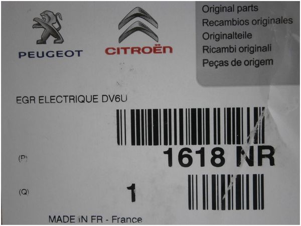 Válvula Egr Original Citroen Peugeot C3 C4 C5 206 207 Partner 3 1.6HDI 1618NR