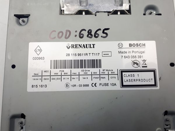 Radio Cd Renault Kangoo 2 281159511R 7643056391 0km 6865