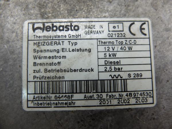 Calefacción De Estacionamiento  Webasto BMW X5 8380998 92794D Thermo Top Z