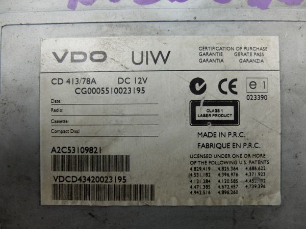 Radio Cd VDO A2C53109821 CD413/78A