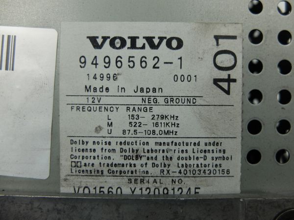 Radio Casete  Volvo S80 9496562-1 HU-401