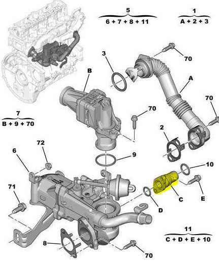 Racor Del Agua Nueva Original Citroen Peugeot C3 308 1.6 HDI 1627A4