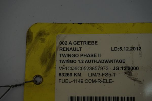 Caja De Cambios JB1975 1,2 Renault Twingo 1 7701700524 63000km