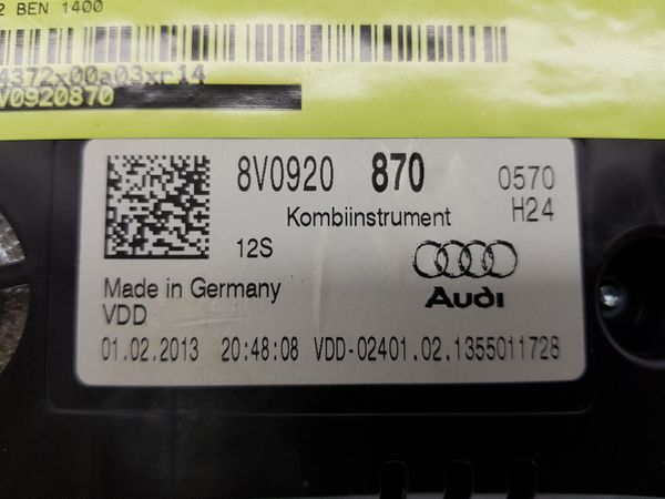 Velocímetro/Instrumentos Y Relojes Audi A3 8V0920870 A2C53440858 VDO